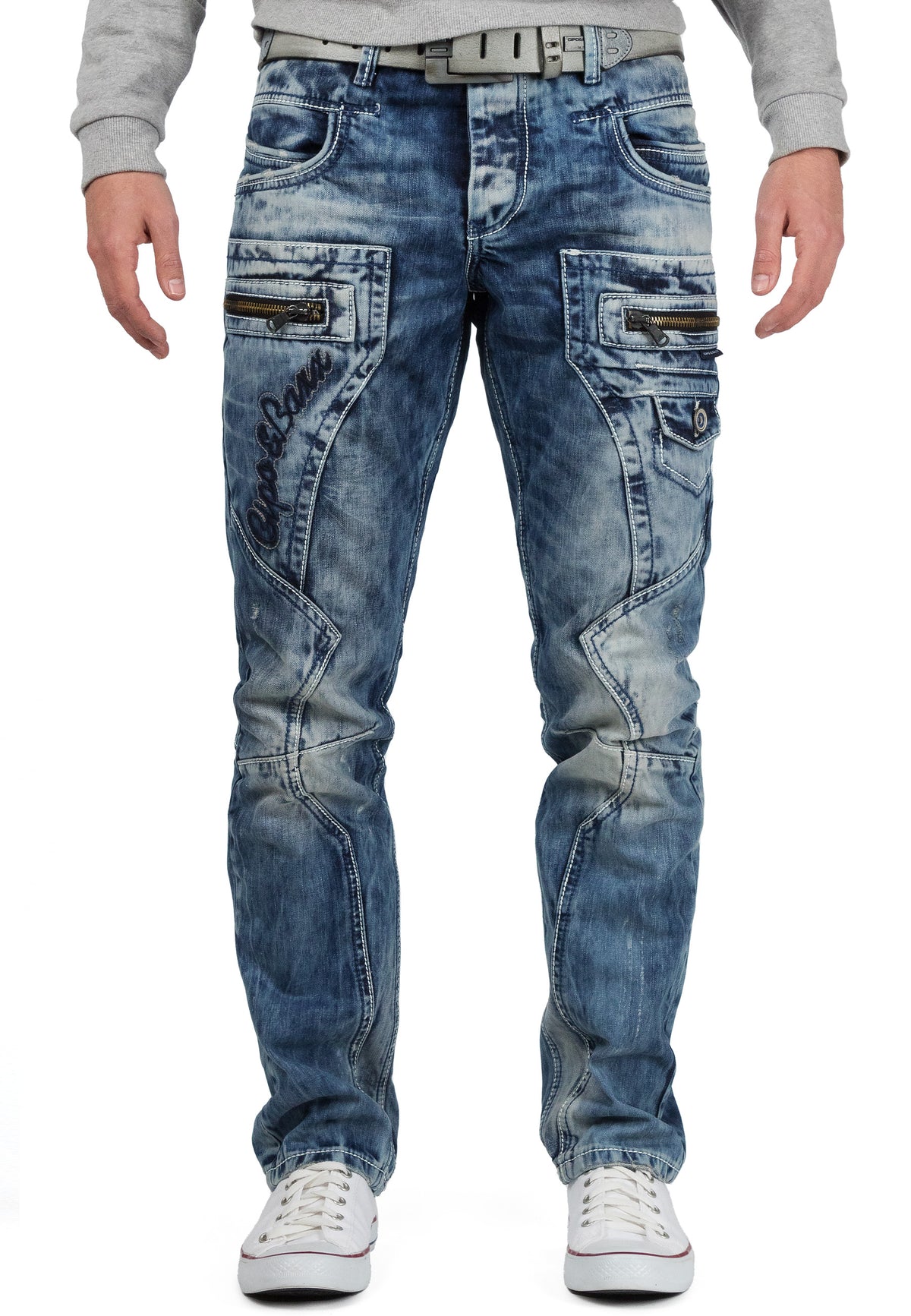 Herren Regular Fit Jeans Stonewashed in Blue – Cipo & Baxx