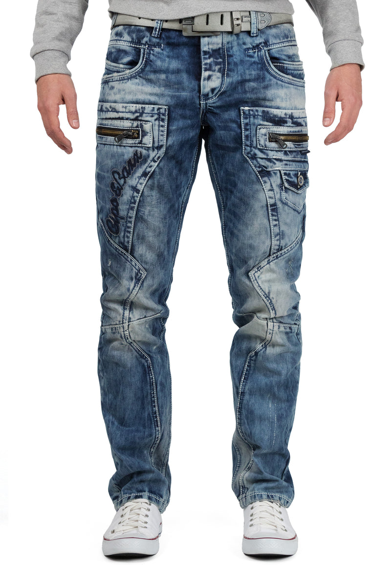 Herren Regular Fit Jeans Stonewashed in Blue – Cipo & Baxx