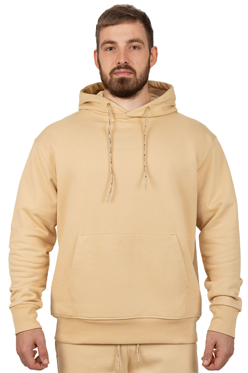 Herren Regular Fit Sport Hoodie Marken-Stick in Beige – Reichstadt