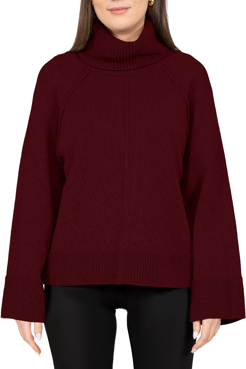 Damen Relaxed Fit Rollkragenpullover in Bordeaux – Reichstadt