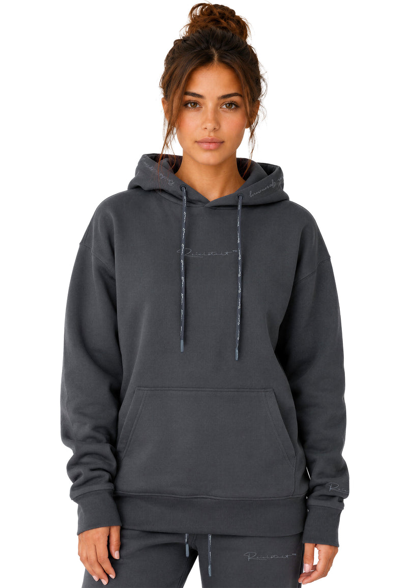 Damen Relaxed Fit Hoodie Marken-Stick in Anthracite – Reichstadt