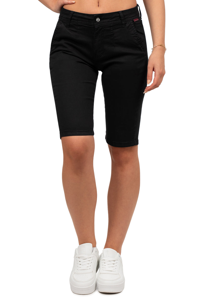 Damen Straight Fit Shorts Mid Waist in Black – Cipo & Baxx