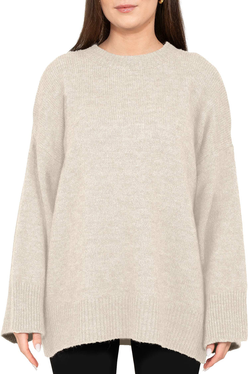Damen Oversized Strickpullover in Beige – Reichstadt
