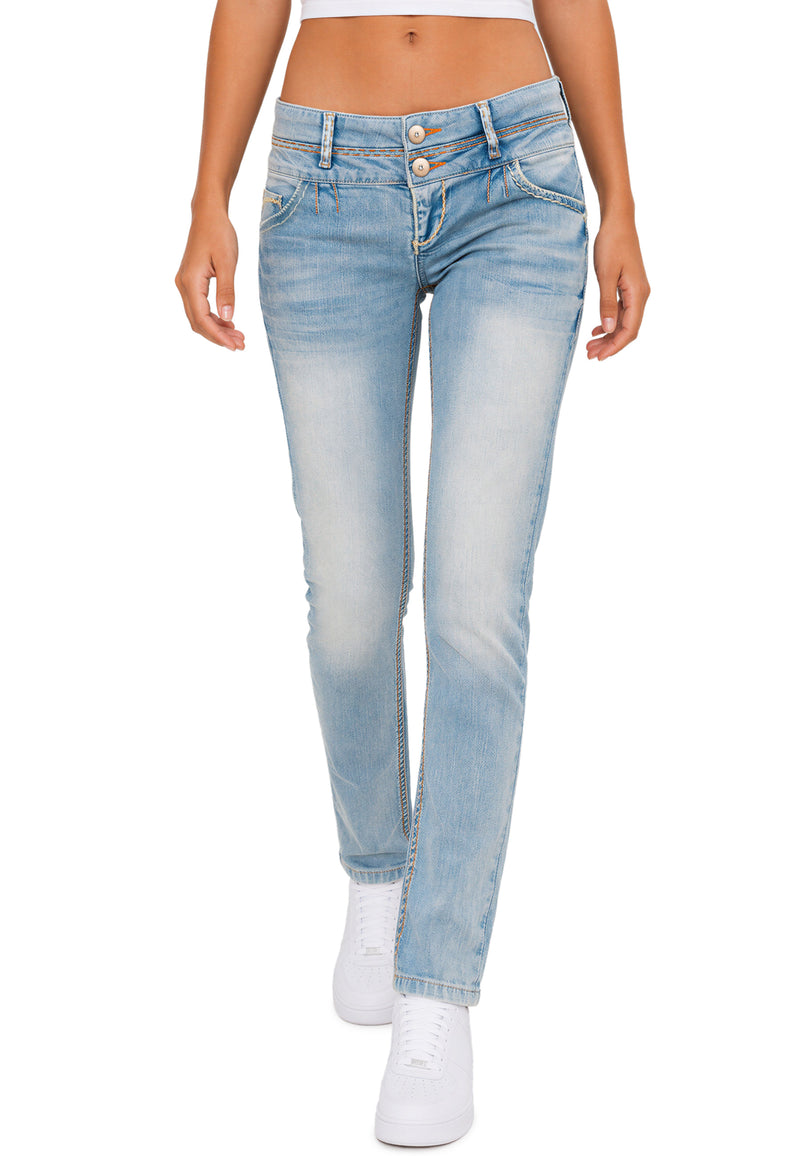 Damen Slim Fit Jeans Stonewashed CBW0347A - Light Blue