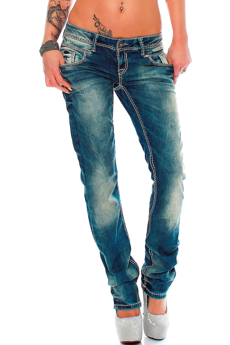 Damen Slim Fit Jeans Stonewashed in Blue – Cipo & Baxx