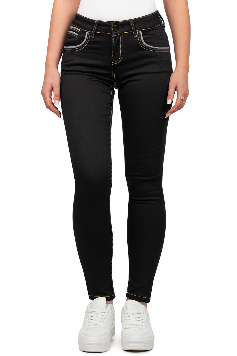 Damen Slim Fit Jeans Stonewashed in Black – Cipo & Baxx