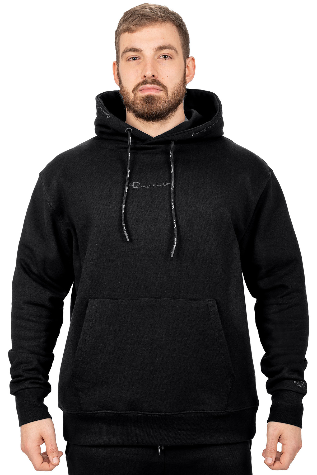 Herren Regular Fit Sport Hoodie Marken-Stick in Black – Reichstadt