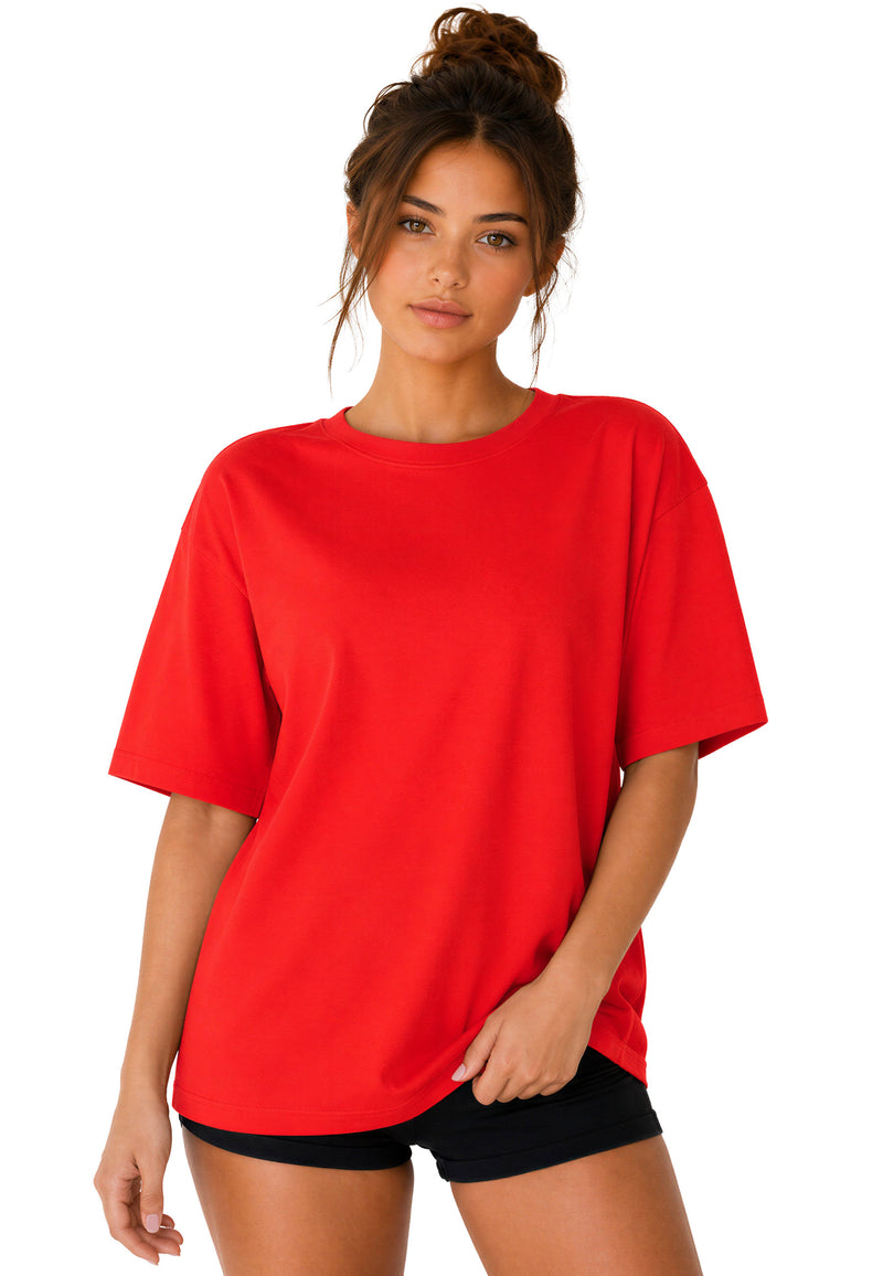 Damen Regular Fit T-Shirt Shoulder Drop 25RSW071 Red - mehrfarbig