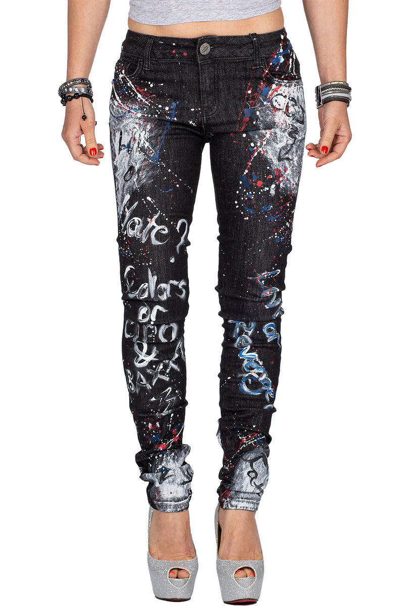 Damen Slim Fit Jeans in Black – Cipo & Baxx