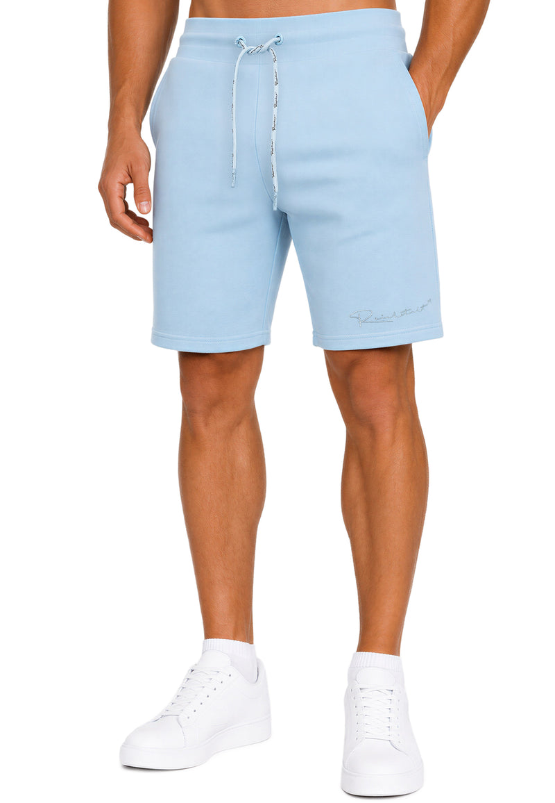 Herren Regular Fit Shorts Marken-Stick in Baby Blue – Reichstadt