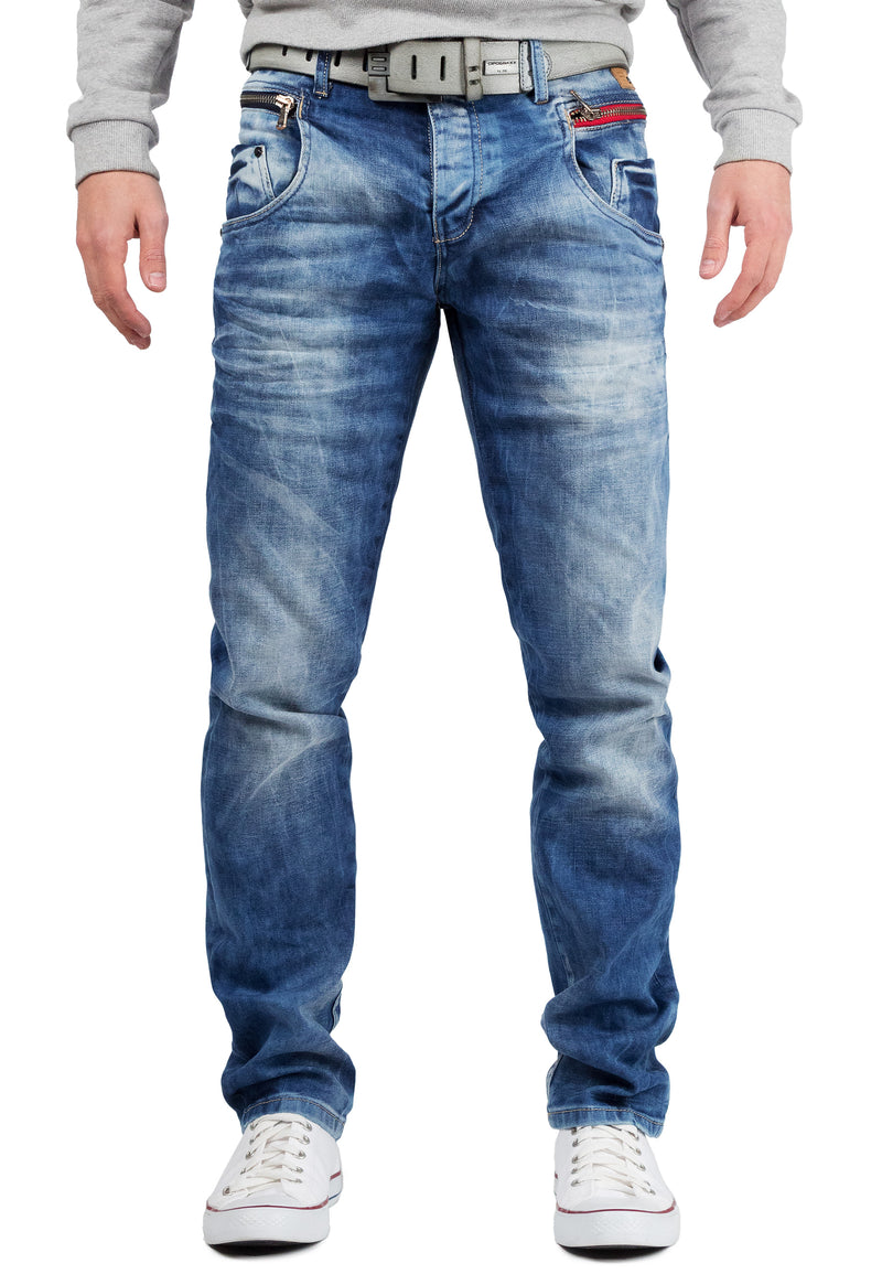 Herren Slim Fit Jeans Stonewashed CD394 - Blue