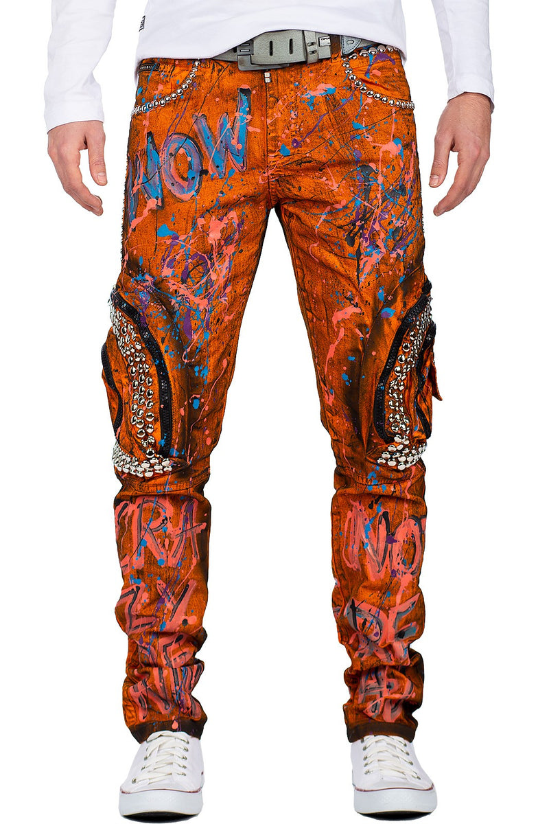 Herren Straight Fit Jeans Stonewashed in Orange – Cipo & Baxx