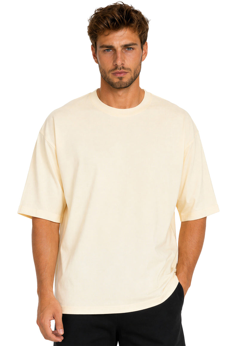 Herren Regular Fit T-Shirt Shoulder Drop in Beige – Reichstadt