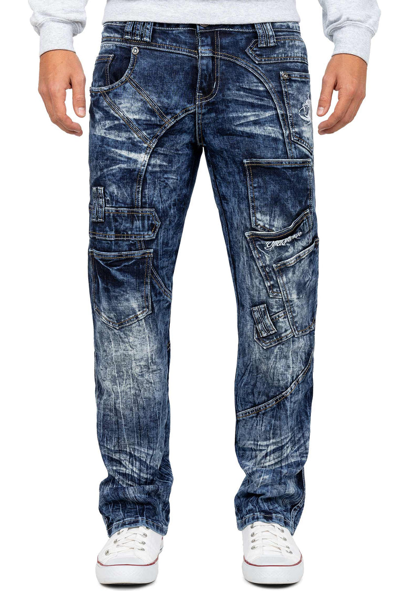 Herren Regular Fit Jeans Stonewashed KM070 - Blue