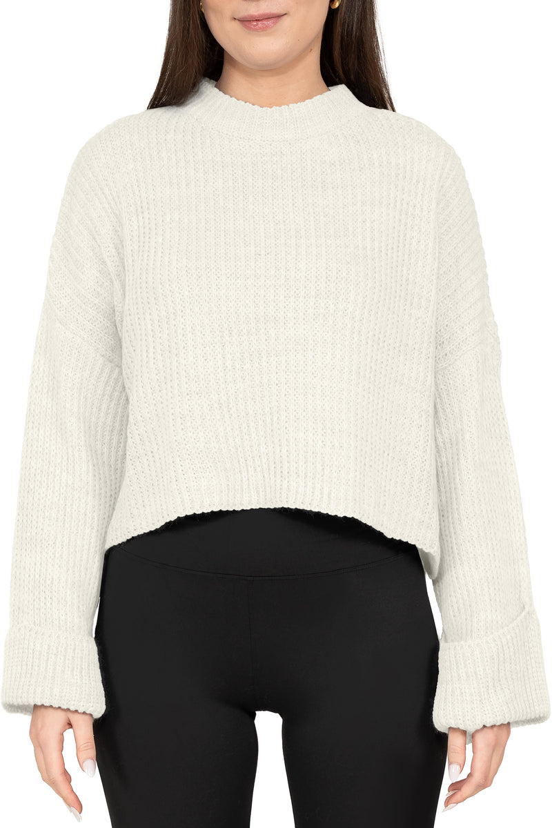 Damen Relaxed Fit Strickpullover in White – Reichstadt