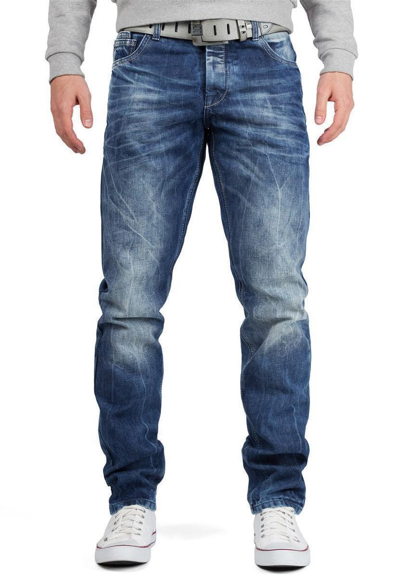 Herren Regular Fit Jeans Stonewashed in Blue – Cipo & Baxx