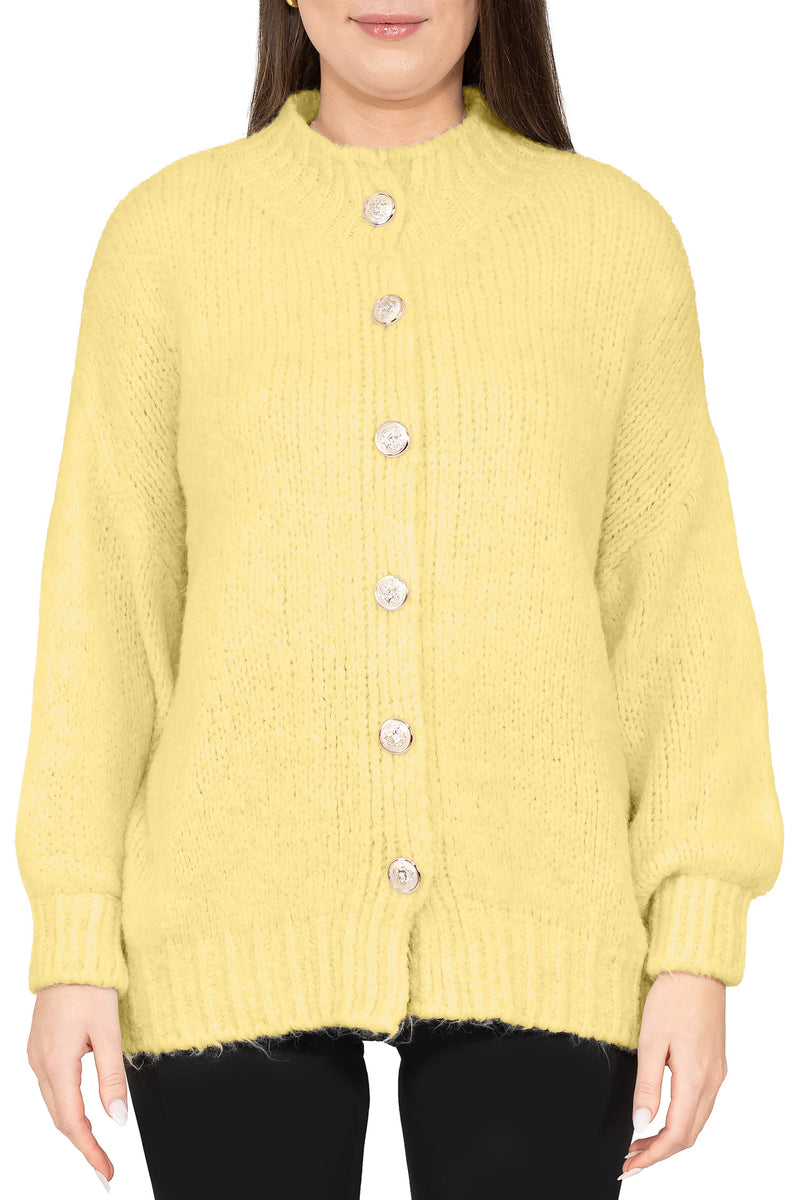 Damen Relaxed Fit Strickjacke in Yellow – Reichstadt
