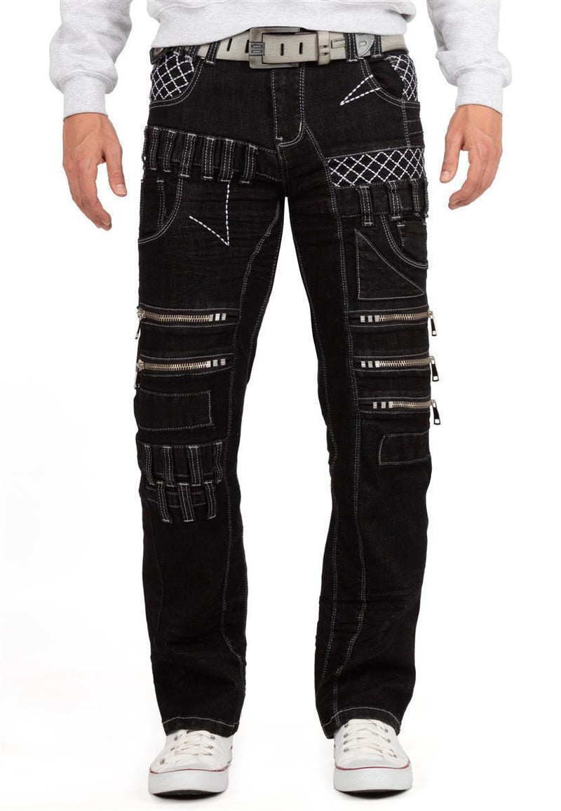 Herren Regular Fit Jeans Stonewashed in Black – Kosmo Lupo