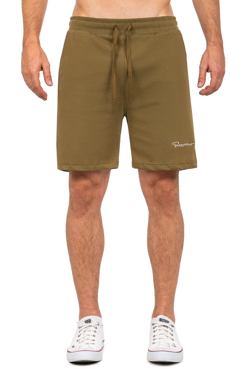 Herren Regular Fit Shorts Marken-Stick in Khaki – Reichstadt