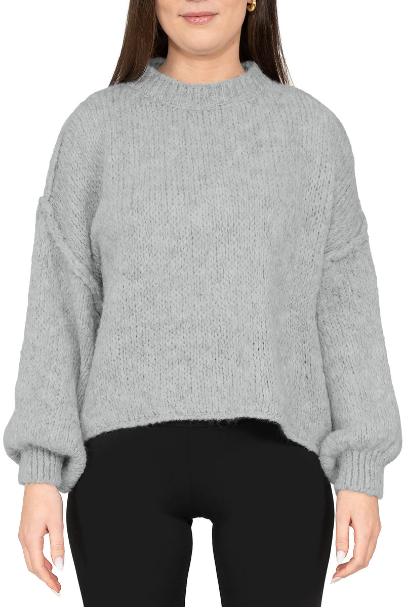 Damen Relaxed Fit Strickpullover in Grey – Reichstadt