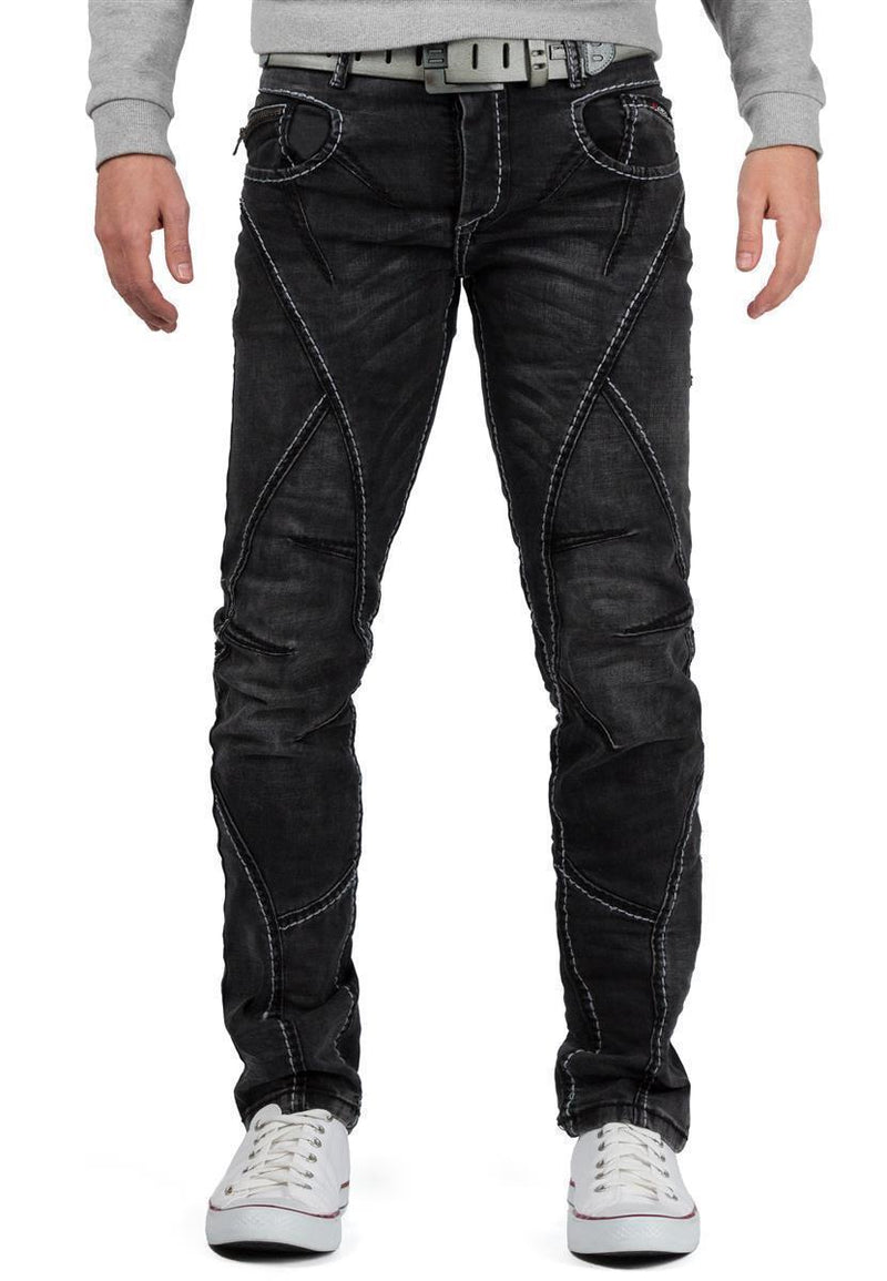 Herren Straight Fit Jeans Stonewashed in Black – Cipo & Baxx