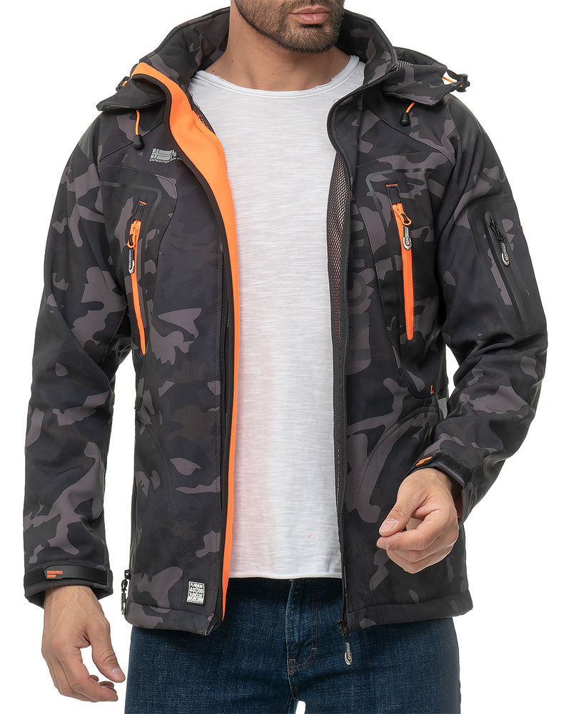 Herren Regular Fit Softshelljacke techno men - Black-Orange