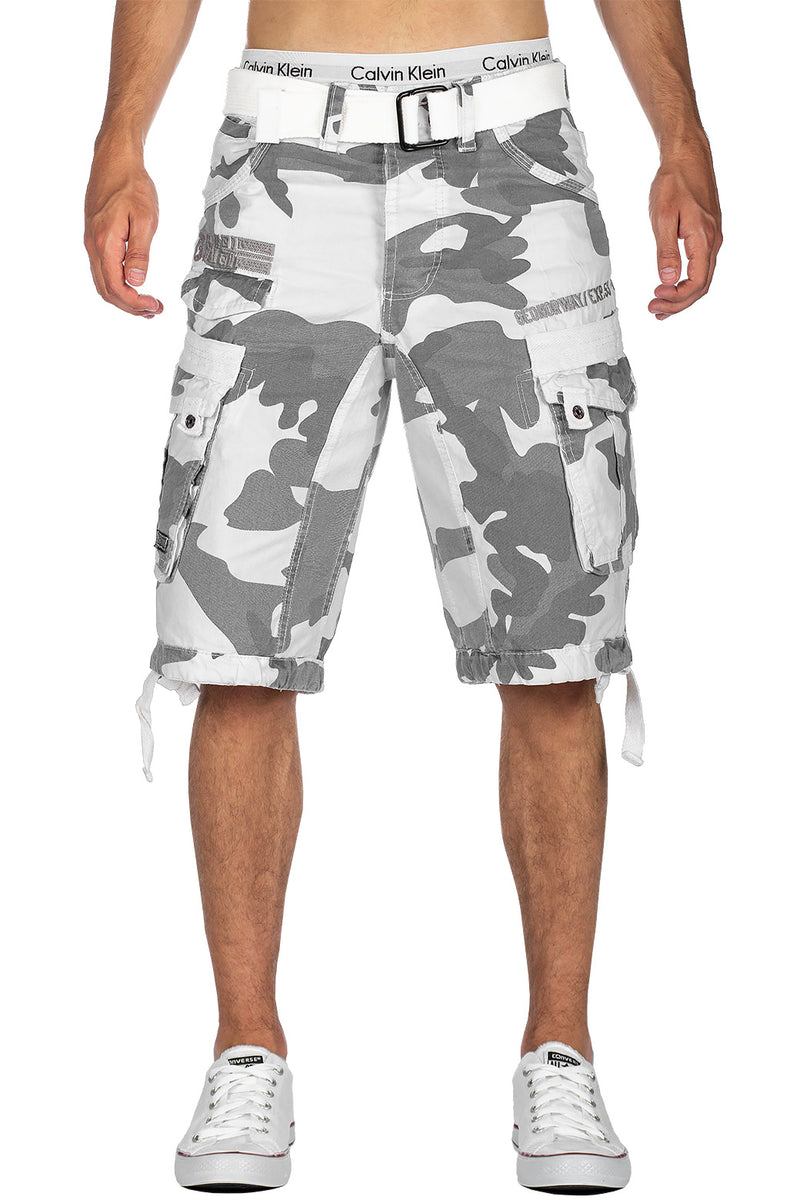Herren Regular Fit Shorts Mid Waist panoramique camo in White – Geographical Norway