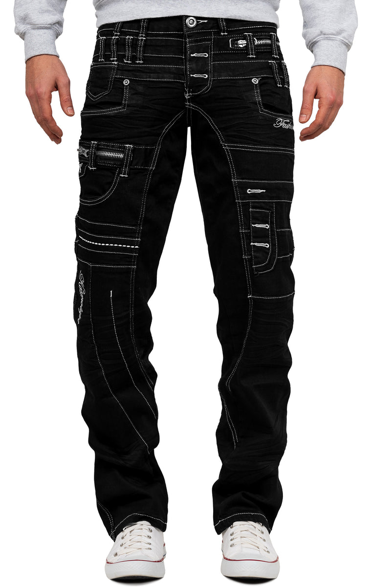 Herren Regular Fit Jeans Mid Waist in Black – Kosmo Lupo