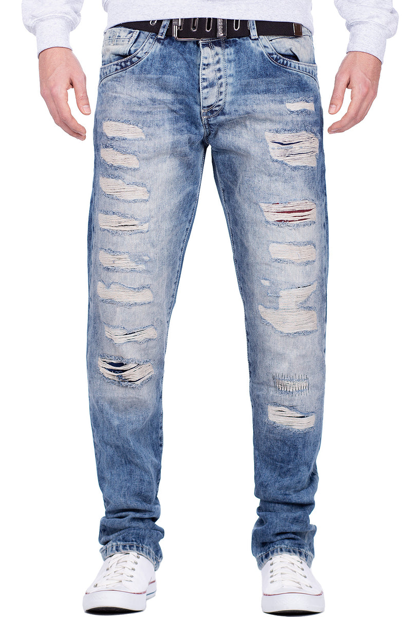 Herren Regular Fit Jeans Stonewashed in Blue – Cipo & Baxx