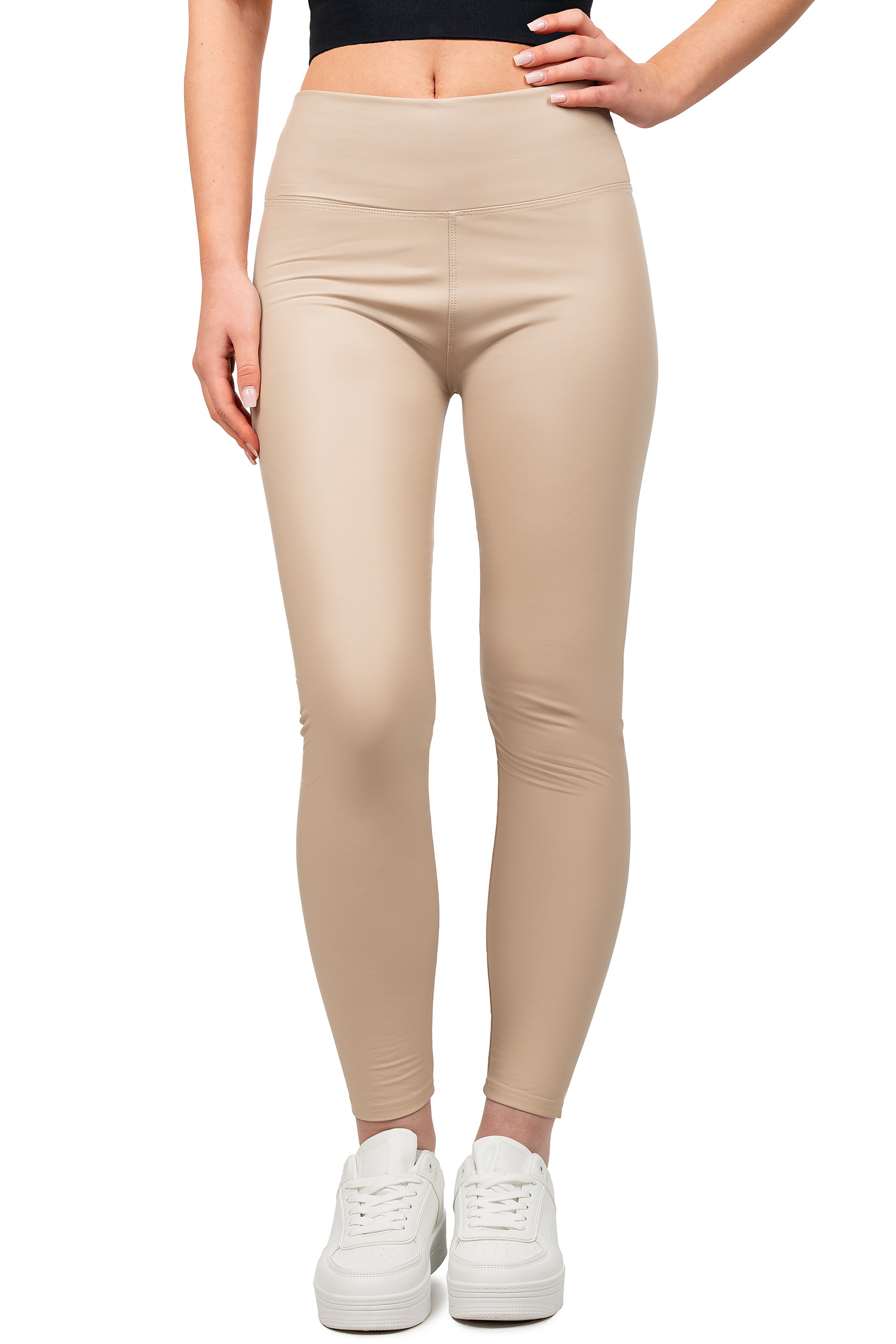 Damen Skinny Fit Hose High Waist in Beige – Reichstadt
