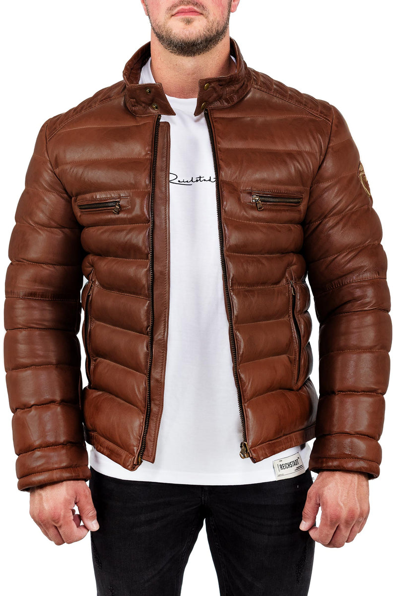 Herren Regular Fit Jacke Echtleder in Cognac – Reichstadt