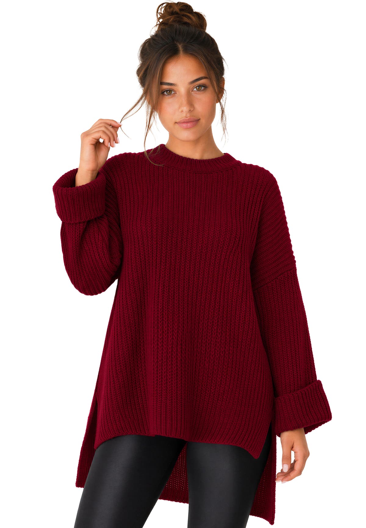 Damen Relaxed Fit Pullover in Bordeaux – Reichstadt