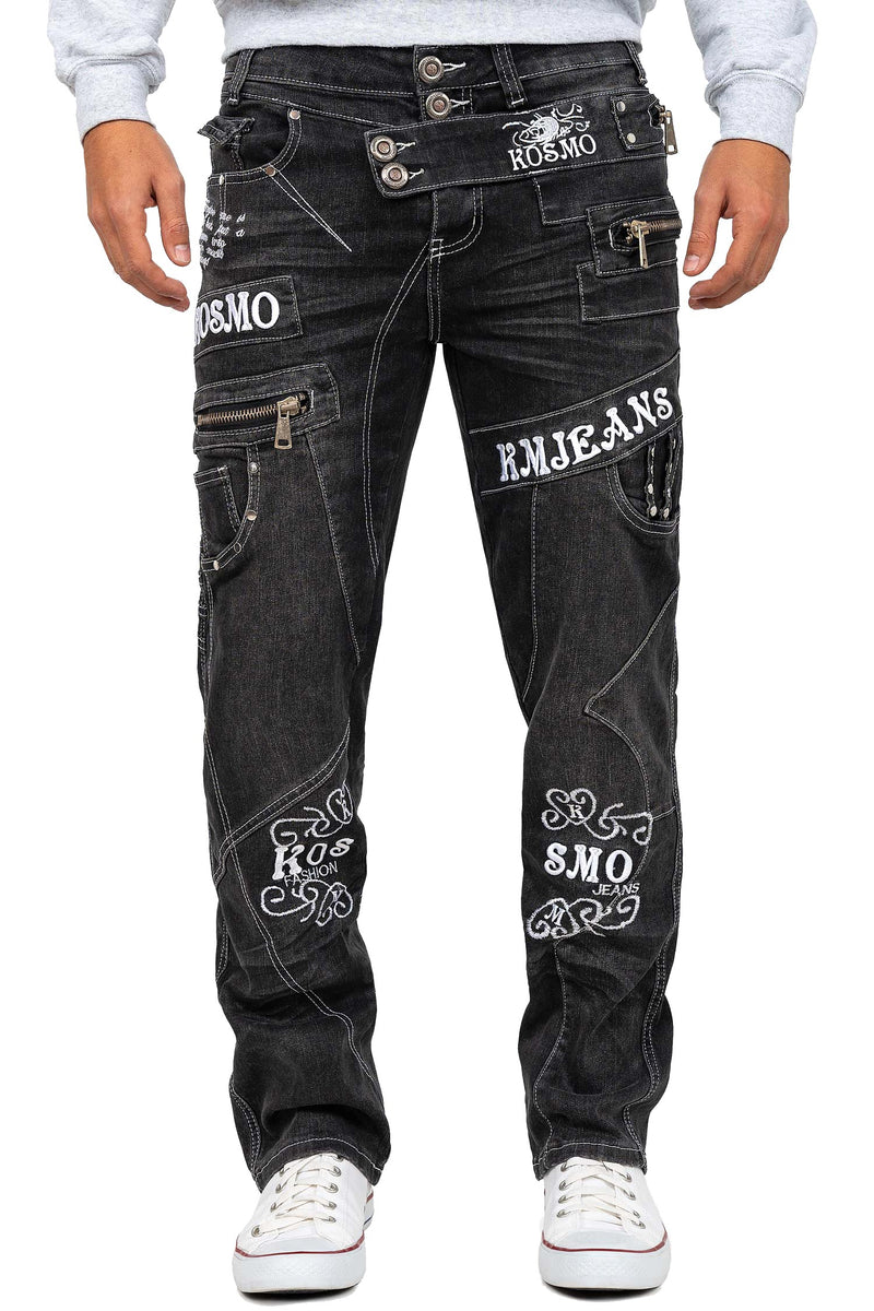 Herren Regular Fit Jeans Stonewashed KM051-2 - Grey
