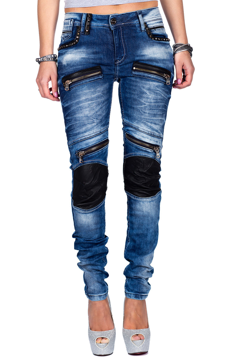Damen Skinny Fit Jeans Stonewashed in Blue – Cipo & Baxx