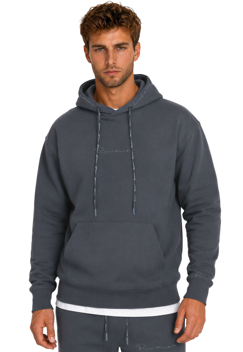 Herren Regular Fit Hoodie Marken-Stick 23RS034 - Anthracite