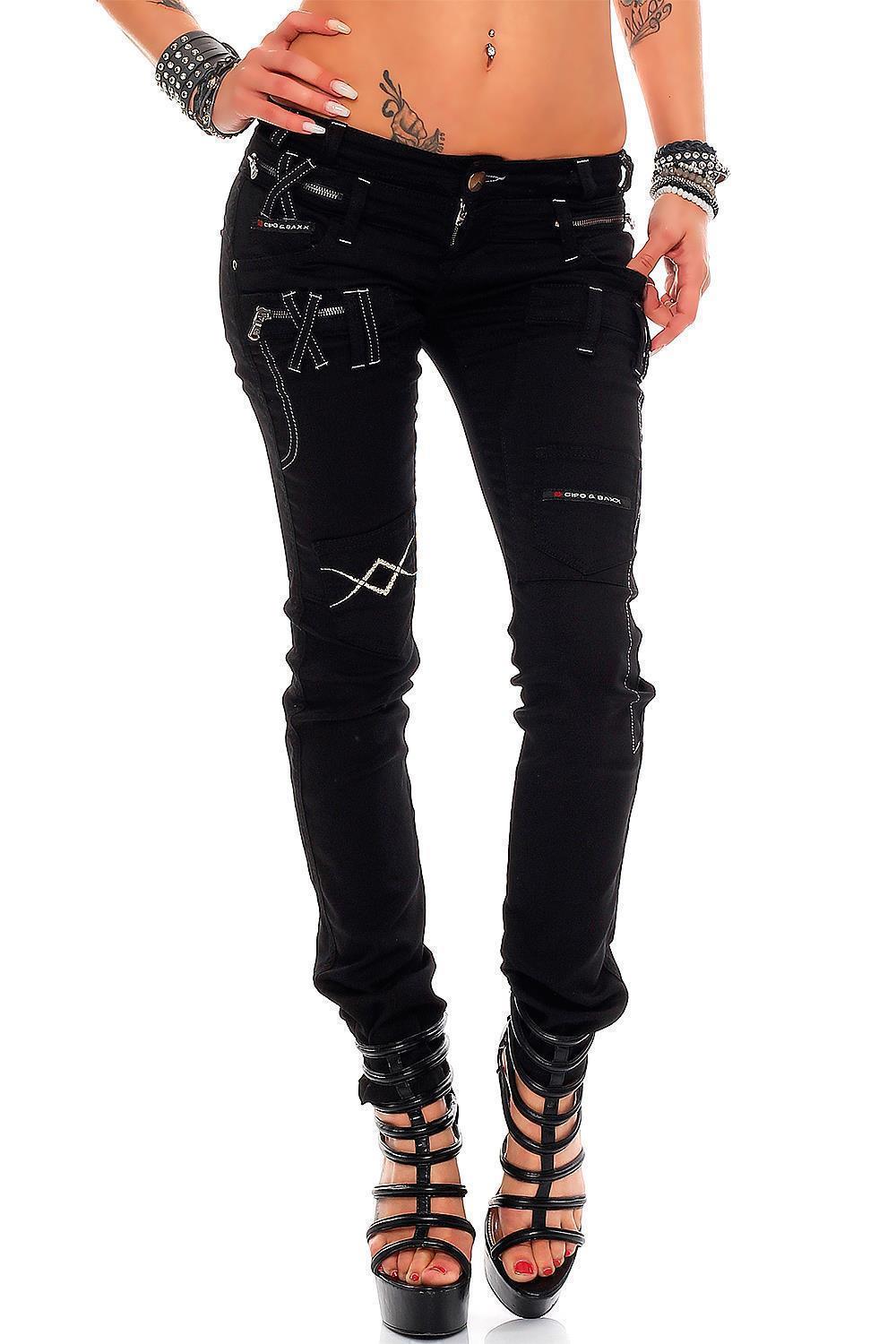 Damen Slim Fit Jeans Denim in Black – Cipo & Baxx