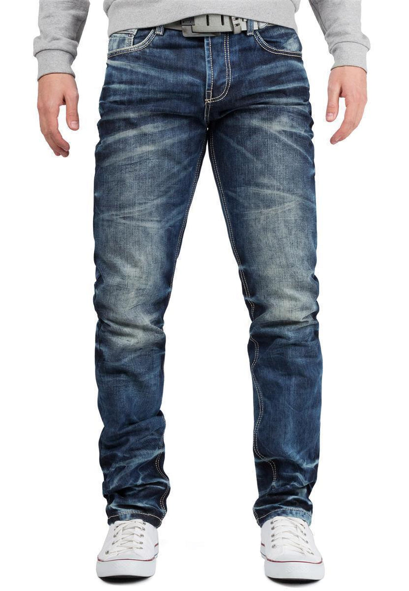 Herren Regular Fit Jeans Stonewashed in Blue – Cipo & Baxx