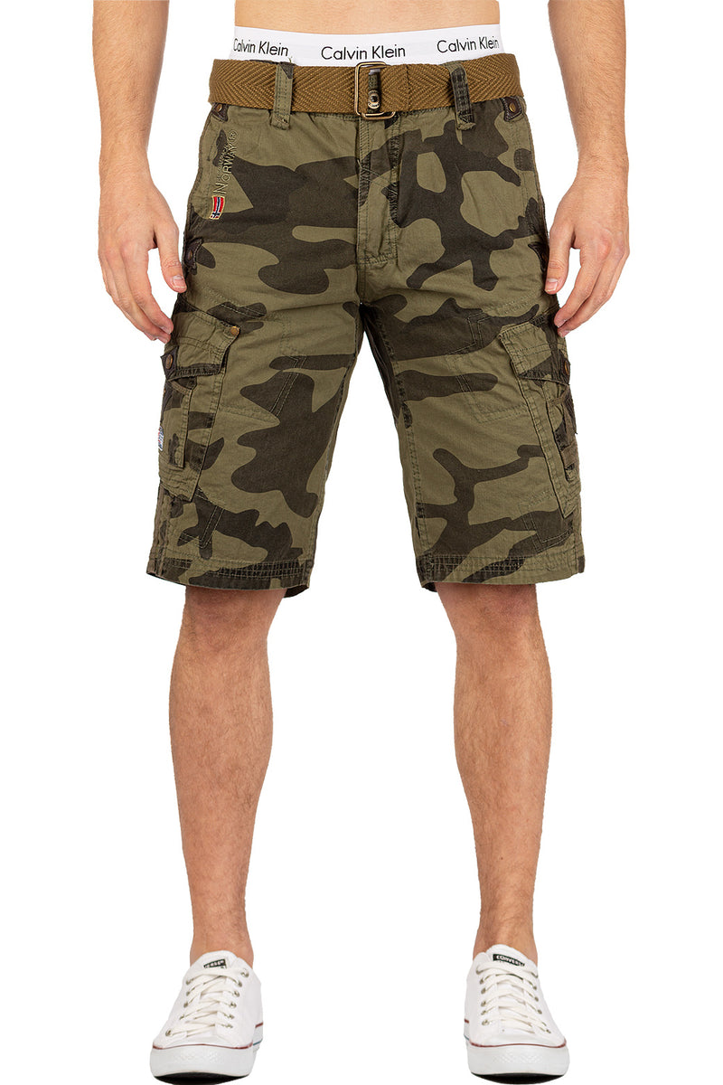 Herren Regular Fit Shorts Mid Waist peanut in Camo_Kaki – Geographical Norway