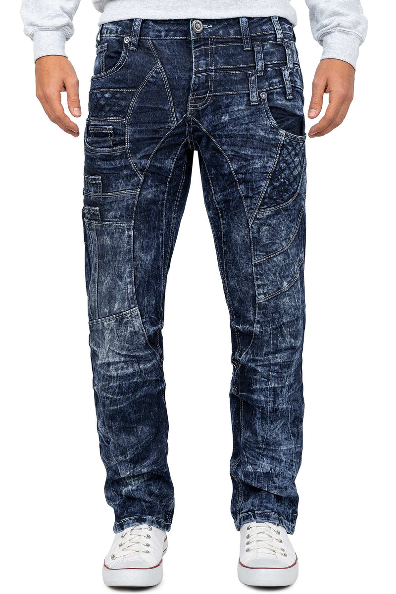Herren Regular Fit Jeans Stonewashed KM006d - Blue