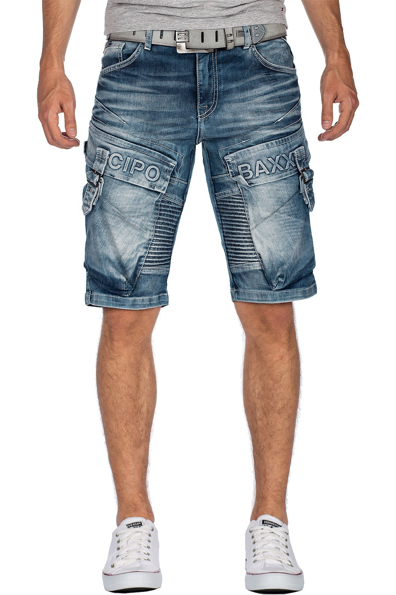 Herren Regular Fit Shorts Stonewashed in Blue – Cipo & Baxx