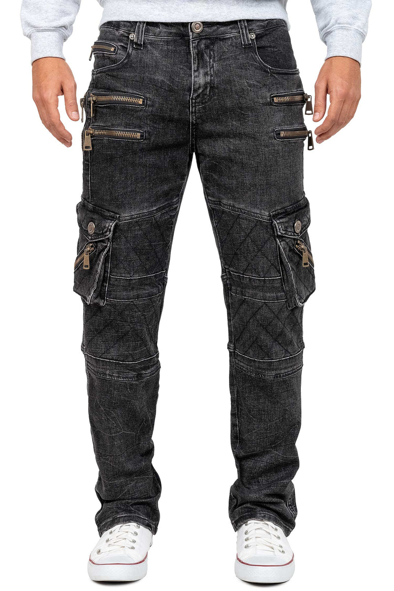 Herren Regular Fit Jeans Stonewashed in Black – Kosmo Lupo