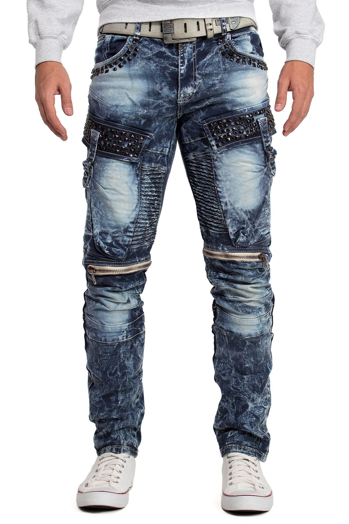 Herren Regular Fit Jeans Stonewashed in Blue – Cipo & Baxx