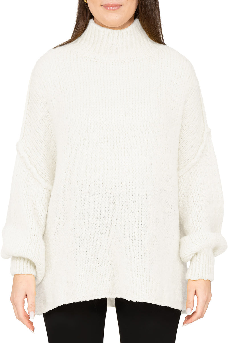 Damen Relaxed Fit Strickpullover in White – Reichstadt