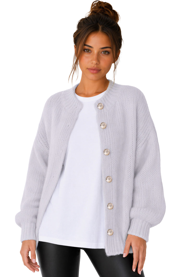 Damen Relaxed Fit Strickjacke 25RSW094 - Purple