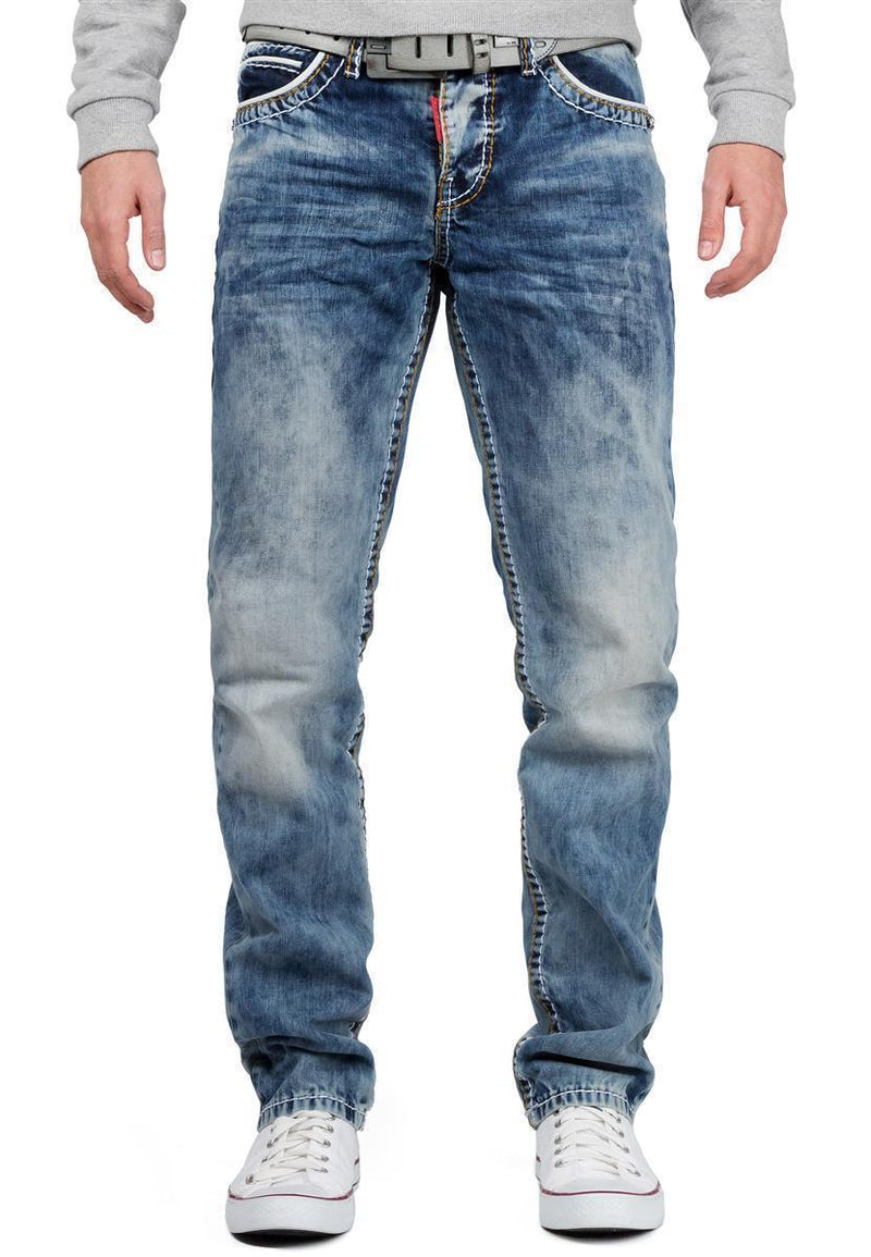 Herren Regular Fit Jeans Stonewashed in Blue – Cipo & Baxx