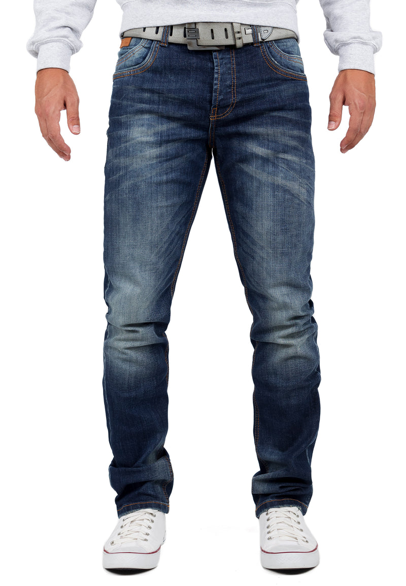 Herren Regular Fit Jeans Stonewashed in Blue – Cipo & Baxx