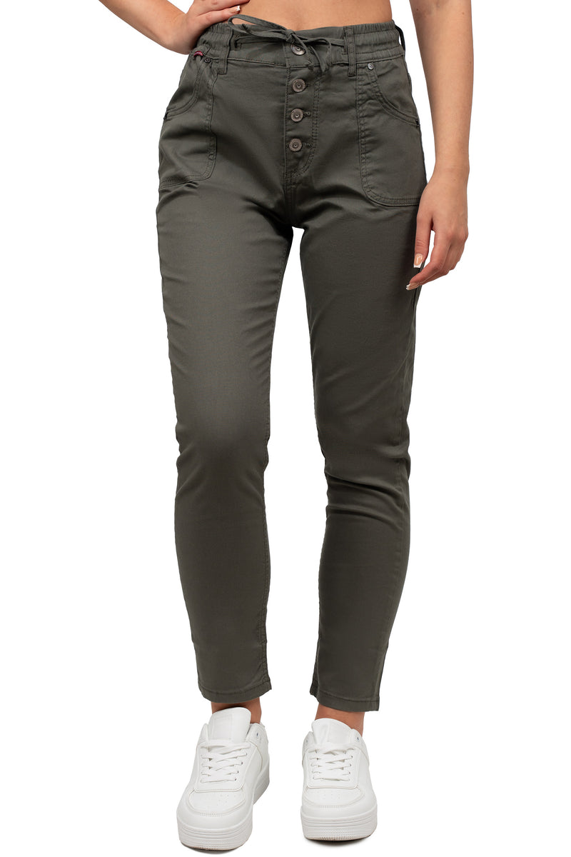 Damen Regular Fit Hose Mid Waist in Khaki – Cipo & Baxx