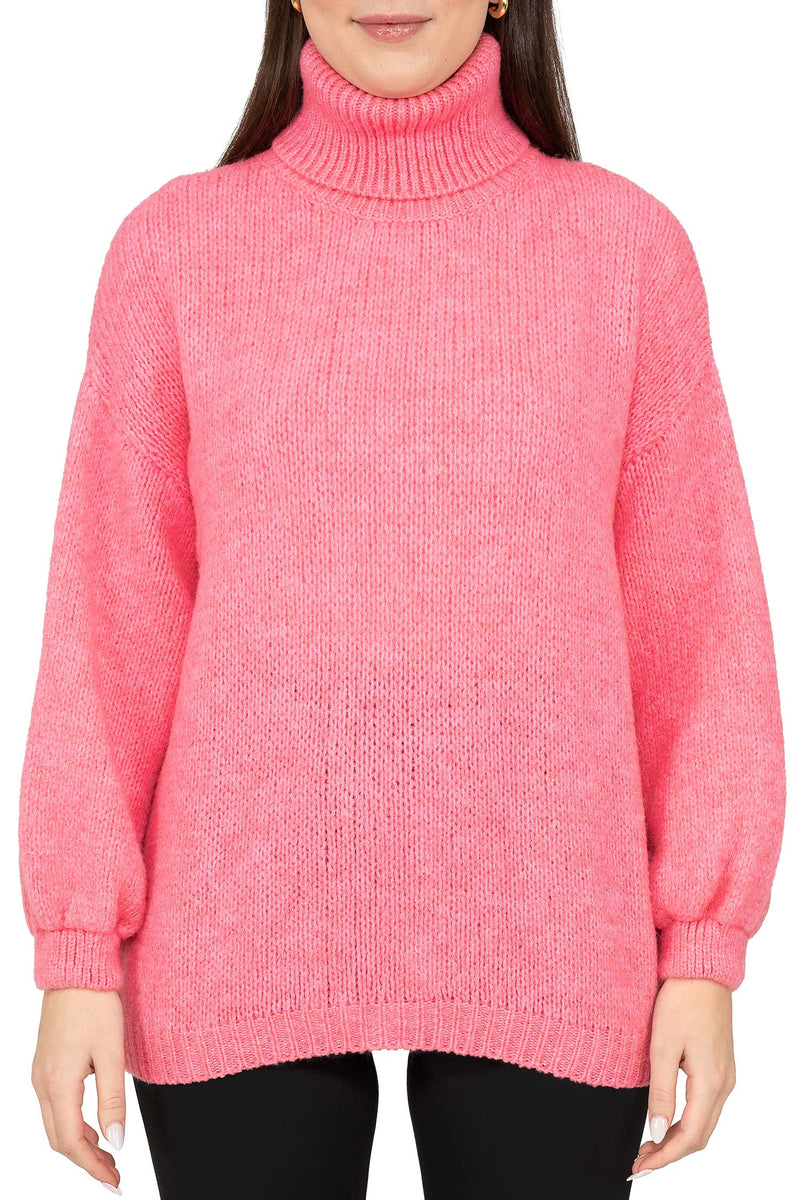 Damen Relaxed Fit Rollkragenpullover in Pink – Reichstadt