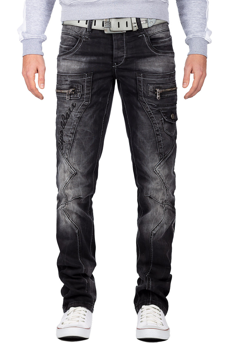 Herren Regular Fit Jeans Stonewashed in Black – Cipo & Baxx