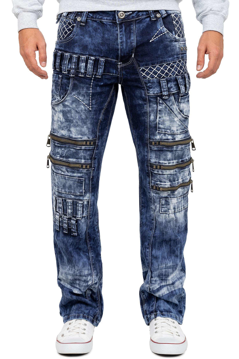 Herren Regular Fit Jeans Stonewashed in Blue – Kosmo Lupo